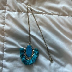 Kendra Scott Betsy Raffia Tassel Necklace in Aqua Howlite
